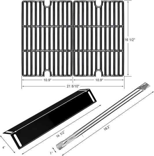 Hisencn Grill Replacement for Smoke Hollow PS9900, PS9500, 6800, Smoke Hollow Grill Parts for 16.5" Porcelain Steel Heat Plate Shield, Stainless Steel Pipe Burners, Cast Iron Cooking Grate