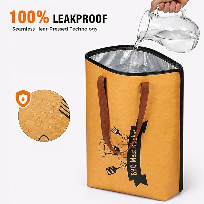 21" BBQ Meat Blanket Insulated Brisket Resting Bag, Thermal Tote for Smoked Meats, Reusable Insulated Carrier for Brisket, Turkey & Pork Shoulder, Gifts for Men Women, BBQ Lovers Gift