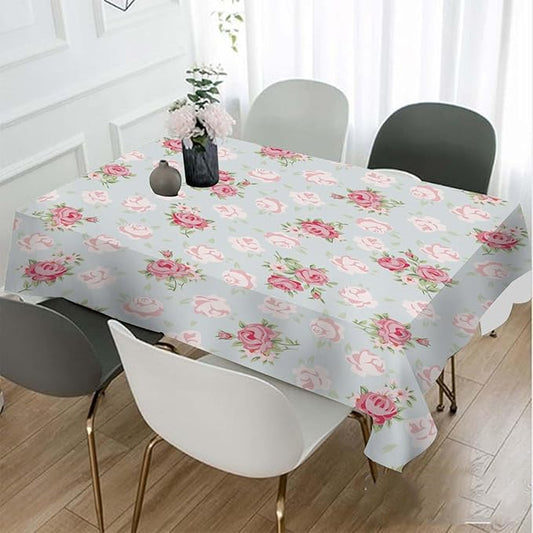 TKS MITLAN Pink Rose Tablecloth Decor Chic Flowers Romantic Vintage Style Spring Table Cloth Dining Room Kitchen Table Cover 60" X 84" Oblong/Rectangle