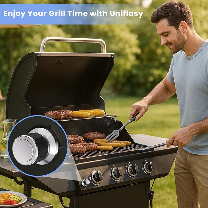 Uniflasy 6 Outlets Tact Push Button Grill Ignitor Universal for Nexgrill, Nexgrill, Char-Broil, Brinkmann, Charmglow, Grillmaster and Others Chrome Coated Spark Generator Switch Electric Igniter