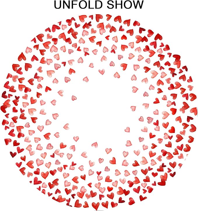 Sweetshow Valentine's Day Table Cloth Round Love Red Hearts Tablecloth 60 Inch Decor Washable Stain and Wrinkle Resistant Round Table Cover for Dining Picnic