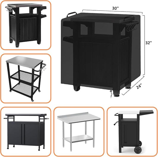 Table Cover for 30 lnch Keter Unity Table, for Grill Outdoor Food PrepCart, Outdoor PrepTable Steel Bar Protection Cover for Patio Metal Grill Cart, 30"'L x 24"'W x 32" H