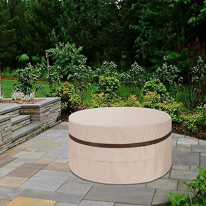 Round Patio Table Cover 48inch Dia Waterproof Outdoor Bar Table Round Cover Anti-Fading UV-Resistant Lawn Furniture Covers