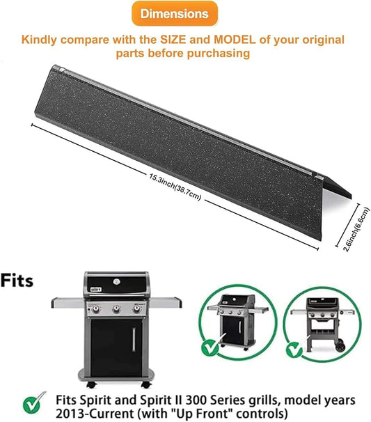 7636 Flavorizer Bars for Weber Spirit 300 II 300 & GS4 Spirit II 300 Series, Spirit E310 E320 E330 S310 S320 S330 Grill with Front Control Knob,15.3 Inch Heat Tent for Weber 67046 69797 68843