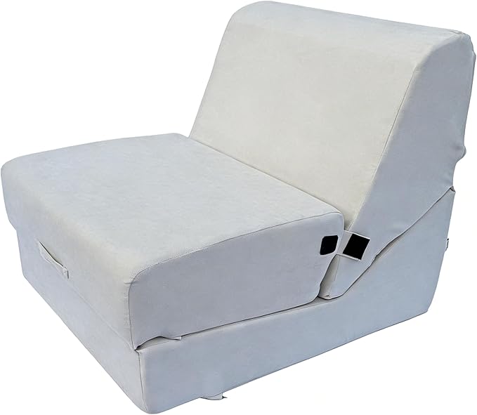 jela Luxury Indoor Chaise Lounge, Foldable Sofa Bed Chair with Soft Foam & Machine Washable Cover (Miss Sand)
