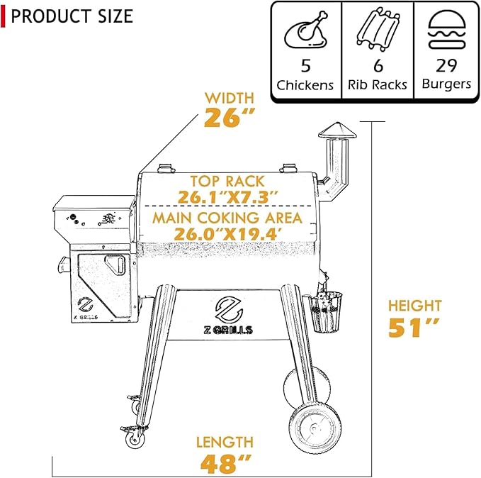Z GRILLS 2025 Upgrade 8-in-1 Electric Wood Pellet Grill & Smoker with PID V3.0 Controller, LCD, 697 Sq In,Meat Probes, Easy Hopper Clean-out & Grill Cover