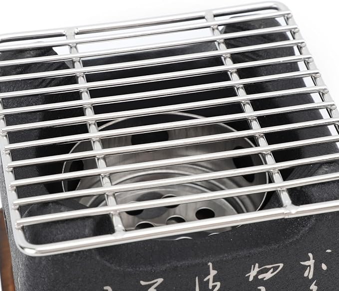 Japanese Script Food Charcoal Stove, Fast Heating Portable Barbecue Stove, Heat Resisting Food Charcoal Stove for Grilling Family (19.5x18cm / 7.7x7.1in)