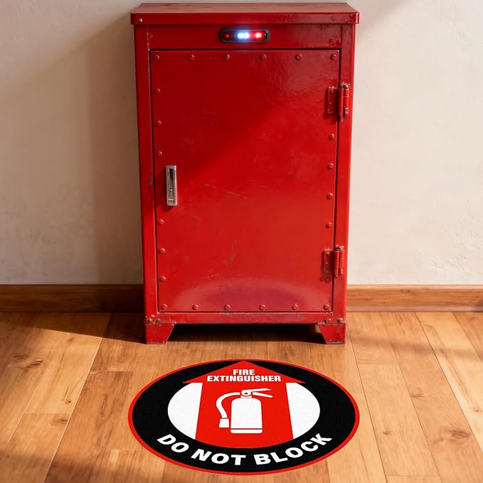 5 Pack Fire Extinguisher Do Not Block Sign Self Adhesive 12 Inch Safety Signs Non-Slip Waterproof Vinyl Floor Sticker for Office Warehouse Business Equipment