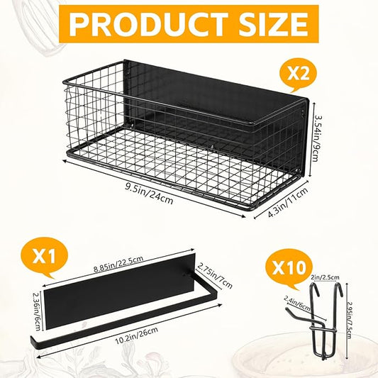 3 Pack Magnetic Storage Bins for Traeger - Include 2 Baskets 1 rack 10 hooks - Accessories Suit for Ironwood 885, Pro Series 34, Pro Series 22, Pro D2 575, Pro 780, Ironwood 650 And Pit boss, Z-Grills