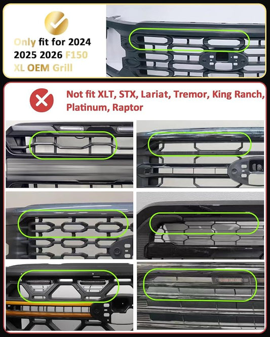 Front Grill Raptor Lights for Ford F150 2024 2025 2026 (White, XL) | 5th Gen F150 Grille Marker Lights, Waterproof F150 LED Lights Accessories, Snap-in Installation, OEM Style, Off-road Driving