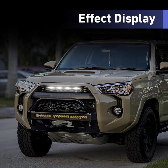 4 PCS Grill LED Lights, Front Grille Lamps with Harness and Fuse, Compatible with 2014-2022 4Runner TRD Pro Grille (White)