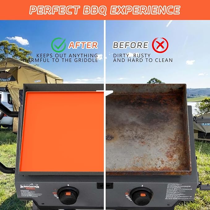 22" Silicone Griddle Mat Cover for Blackstone, Protect Your Blackstone from Dirt and Rust Throughout the Year, Waterproof and Insect-Proof Mattress Protector, Food Grade Silicone Grill Mat (Orange)