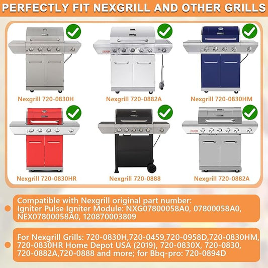 5 Outlet Pulse Igniter for Nexgrill Replacement Parts, Nexgrill Igniter DHL-128-5Q Nexgrill Grill Parts 720-0830X 720-0830H 720-0925P 720-0888S 720-0882A,Nexgrill 720-0958A 720-0830HR Tact Push Button