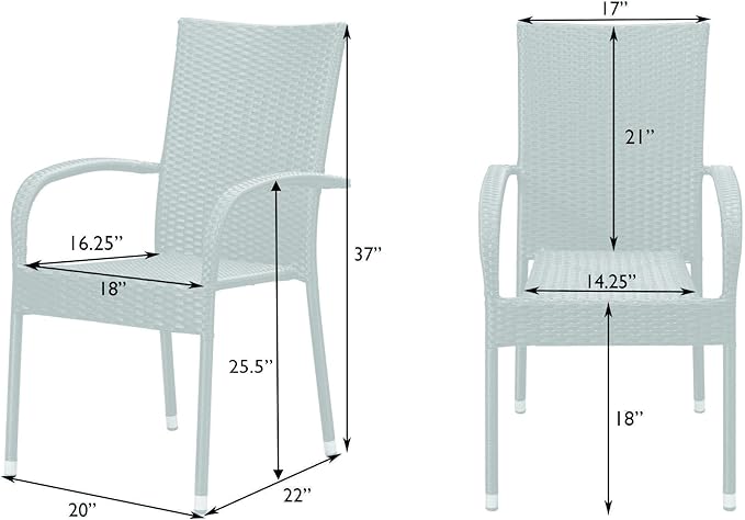 Patio Sense Morgan Outdoor Wicker Chair | Set of 4 | Black | Steel Powder Coated Frame | No Assembly | Lightweight and Portable | Zero Maintenance | For Indoors, Porch, Backyard, Lawn, Garden, Balcony