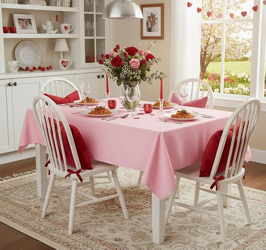 sancua Rectangle Tablecloth - 70 x 90 Inch - Stain and Wrinkle Resistant Washable Polyester Table Cloth, Decorative Fabric Table Cover for Dining Tables, Buffet Parties and Camping, Pink