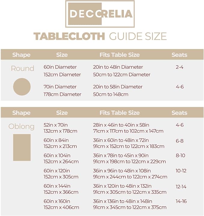 Decorelia Faux Linen Round Table Cloth 60 inch, Waterproof Decorative Fabric Anti-Scratch Texture Round Tablecloth Cover for Dining, Kitchen & Outdoor Table (60 Inch, Round (2-4 Seats), Beige)