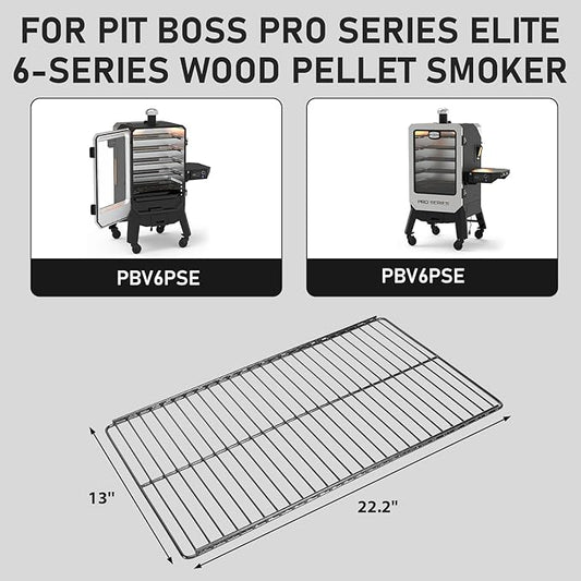 Utheer Cast Iron Porcelain-Enamel Cooking Grates for Pit Boss Pro Series Elite 6 Vertical Pellet Smoker PBV6PSE, Replacement Smoker Racks, Heavy Duty Smoking Grate Set, 22.2" × 13", 5 Pack