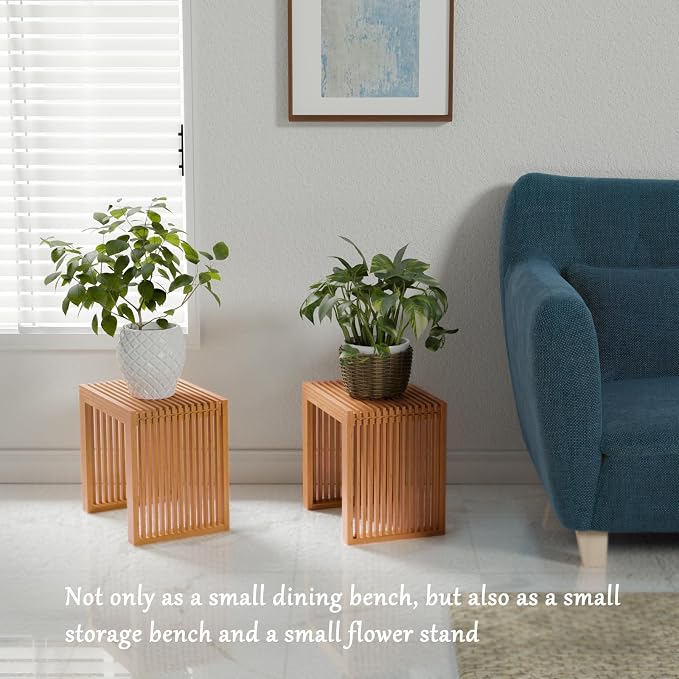 APRTAT Bamboo Dining Bench 17-Inch Indoor Wood Shoe Rack Bench for Entryway | Easy Assemble, Sturdy & Durable,Slatted Design,Versatile Everyday Seating,Living Room Hallway Bedroom Bathroom