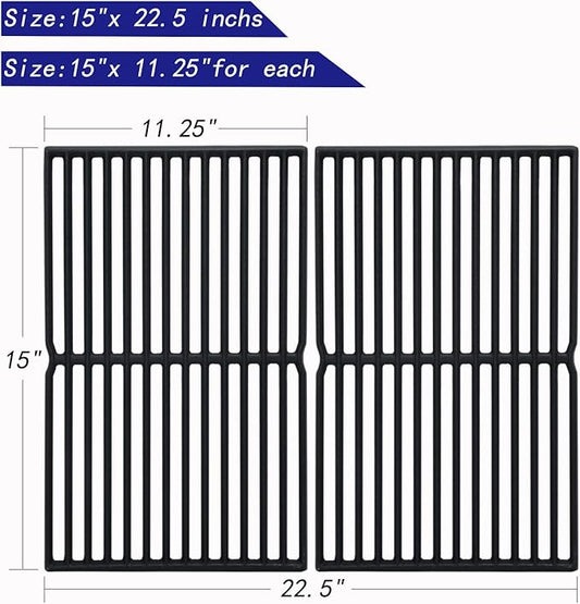 Leship 15 inch Grill Grates Replacement for Weber 7522 Spirit E/S 200 E/S210 Spirit 500 Genesis Silver A, Cast Iron Cooking Grid for 7523 7521 65904 65905 (15 x 11 1/4) 2PCS