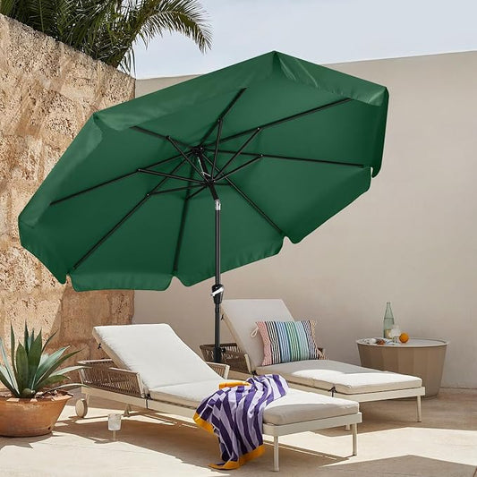 MASTERCANOPY 9ft Patio Umbrella with Valance, Crank & Tilt, Forest Green | 8 ribs, UV/fade-resist, waterproof, vent, for garden/deck/yard/pool