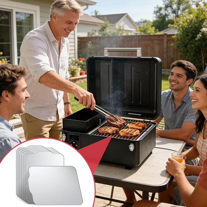 6 Packs BAC458 Drip Tray Liners for Traeger Ranger/Scout Series Grills, Heat-Resistant Foil Liners Replacement for Traeger Ranger Smoker Accessories, Aluminum Tray for Catching Grease 13.1" x 10.25"