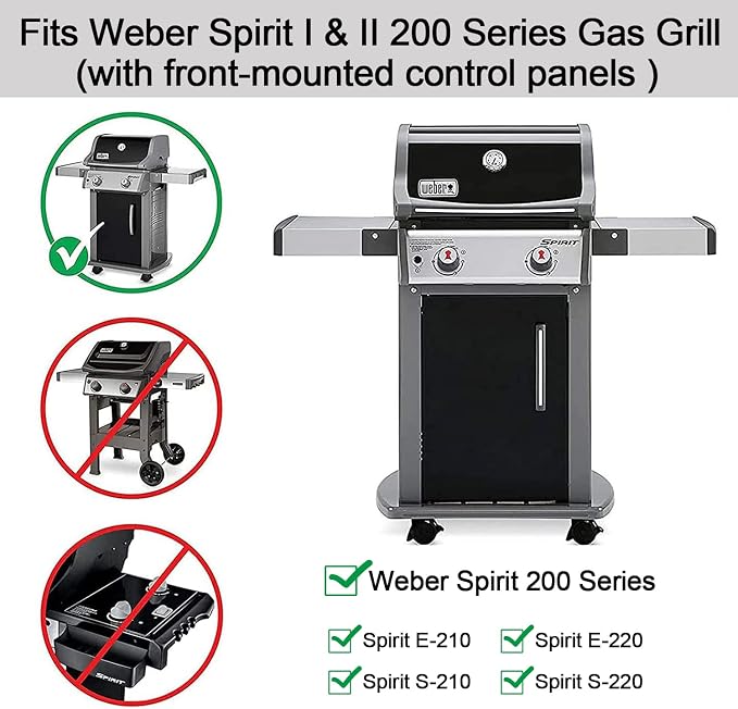 7635 Flavorizer Bars and 69785 Grill Burner Tubes for Weber Spirit I/II 200 | Grill Replacement Parts for Weber Spirit E210, E220, S210, S220, Heavy-Duty, Heat Evenly, Uniform Heating, Easy Install