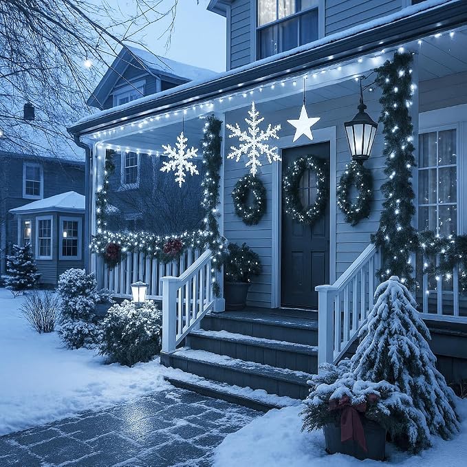 Warm White to Cool White Color Changing 200 LED 66FT Connectable Christmas String Lights for Outdoor Indoor Waterproof, 11 Modes Twinkle Fairy Lights Clear Wire for Christmas Tree Memory Remote Timer