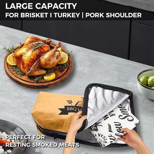 Folding Lightweight Barbecue Bag, Reusable Zipper Insulated Barbecue Bag, Used for Outdoor Grilling, Always Keeping The Meat Tender and Juicy