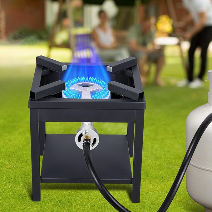 BESTFIRE High Pressure Cast-Iron Propane Burner Head,Round Burner Head with 20 PSIG Adjustable High Pressure Propane Regulator with Hose and Brass Fitting for Propane Burner Head for Cooking Outdoor