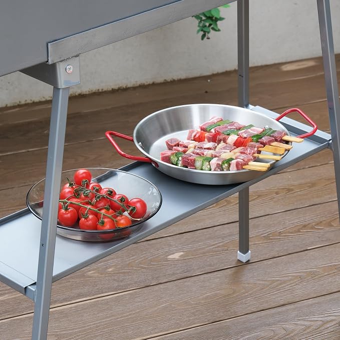 31.5’’ Portable Charcoal Grill Folding BBQ Grill for Outdoor Grilling Cooking Camping Hiking Picnics Tailgating Backpacking Party, With Excellent Ventilation Design, Matte Sliver