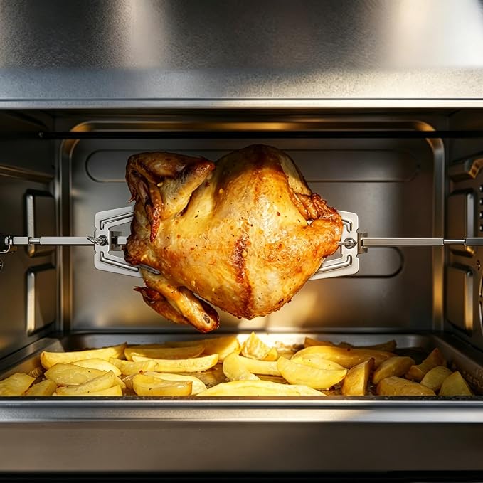 Abaodam Air Fryer Rotisserie Spit Rod 12~15” Adjustable Rotisserie Fork Stainless Steel Replacement Meat Fork or Toaster Oven Air Fryer Accessories