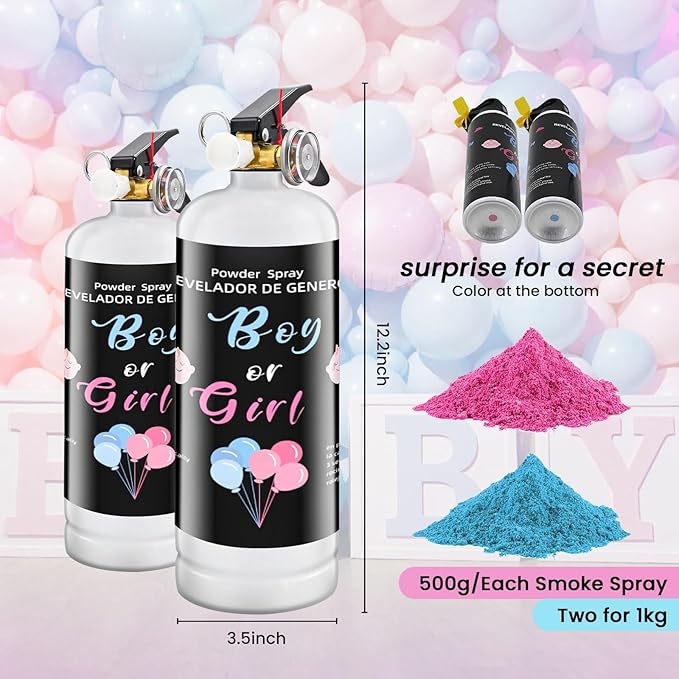 Gender Reveal Fire Extinguisher Smoke Powder for Gender Reveal Party Ideas 2 Pink Large Gender Reveal Smoke Powder with Tissue Safe Powder Boy Girl Fire Extinguisher Baby Gender Reveal