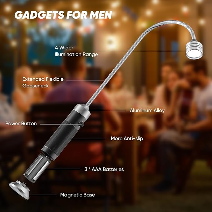 Grill Light Gifts for BBQ Lovers: 2 Pack Grilling Gifts for Men Outdoor BBQ | 8.3in 360° Adjustable Gooseneck, Strong Magnet, Hands Free, Barbecue Accessories for Night Cooking Gadgets for Husband Dad