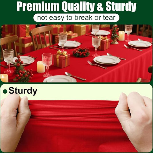 Smiry Disposable Table Cloth - 12 Pack, 54 x 108 Inch Waterproof Rectangle Tablecloths for Parties, Decorative Plastic Table Cover, Leakproof & Sturdy, Red
