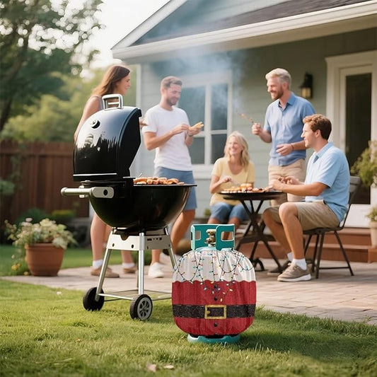 Santa Claus Propane Tank Cover 20lb Christmas Gas Tank Cylinder Cover for Outdoor Camping Yard Party Easy to Install Grill Accessories Gift for Holiday