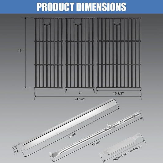 Criditpid Grill Replacement Parts for Charbroil Performance 4 Burner 463365021 463366022 463351021 463350722 463354021 463352521 463351221, Char-Broil Grill Grates, Heat Plates, Burners and Igniter.