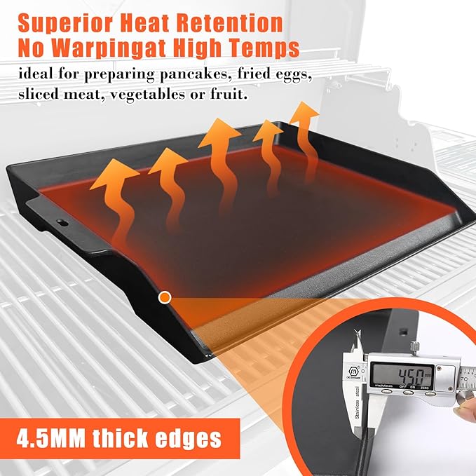 Cast Iron Griddle for Gas Grill and Stove Top, 23" x 16" Universal Flat Top Plate, X-Shaped Reinforced Ridges, Nonstick Coating Large BBQ Flat Top Plate for Camping, Parties