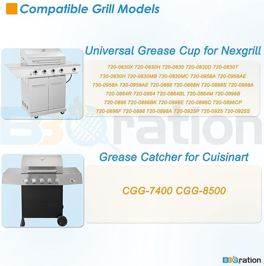 Universal Grease Pan for Nexgrill 720-0830X 720-0830H 720-0888 720-0888S 720-0896B 720-0896 Cuisinart CGG-7400, Grease Catcher with 15-Pack Aluminum Drip Liner for Nexgrill Replacement Parts