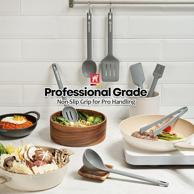 Wagensteiger Dark Gray Silicone Ladle: Heat Resistant with Gentle Head Structure, Non-stick Cookware Safe, Portion Batter, BPA Safe (12.6inch x 3.15inch)