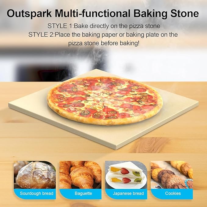 13.2" Square Pizza Stone for Ooni Karu 12 Pizza Oven,BBQ Baking Accessories for Ooni Koda Fyra 12 Pizza Oven,Most Similar Size Oven and Grill,Cordierite