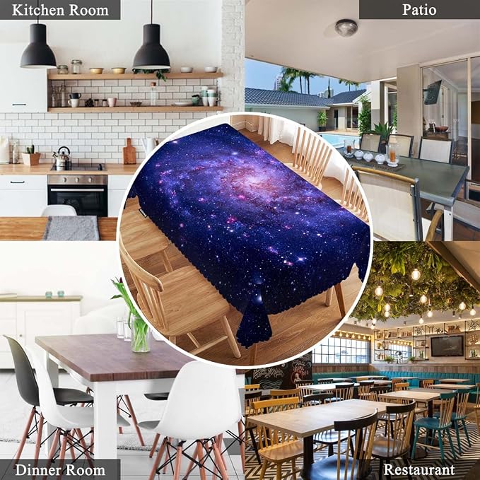 Swono Galaxy Space Tablecloth Blue Galaxy Constellation Universe Space Decorative Table Cover for Kitchen, Party Banquet and Holiday Tablecloth, 52x70 Inch(4-6 Seats)