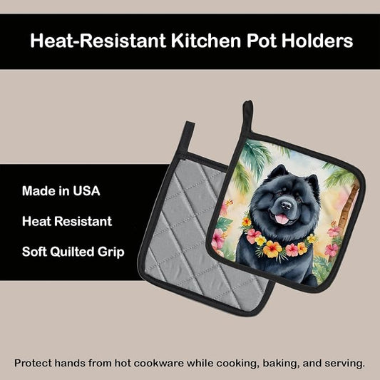 Caroline's Treasures Chow Chow Luau Pair of Pot Holders Kitchen Heat Resistant Pot Holders Sets Oven Hot Pads for Cooking Baking BBQ, 7 1/2 x 7 1/2