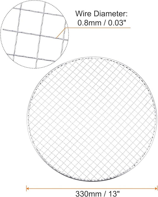HARFINGTON 5pcs Round BBQ Grill Net 13" Dia Galvanized Iron Barbecue Mesh Mat for Baking Smoking Charcoal Grilling Roasting