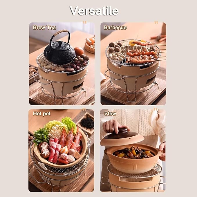 Portable Charcoal Grill Small Clay Stove with Detachable Design Ideal for Outdoor Cooking and Grilling Perfect for Camping and Picnics