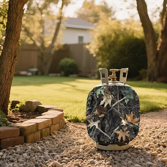 Propane Tank Covers 20lb Protective Propane Tank Blanket for Grill, Travel Trailer RV, and Outdoor Use Windproof Weatherproof Gas Cover Camo Branches