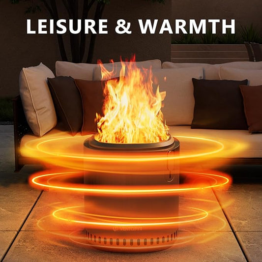 Smokeless Fire Pit, Stainless Steel Stove with Adjustable Firepower, Removable Ash Pan, Portable Camping Fire Table Wood Burning with Carry Bag for Travel, Backyard, Soft Square, 17 x 19inch