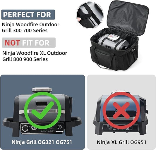 Carry Bag for Ninja Woodfire Outdoor Grill, Accessories for Ninja Wood Fire Smoker Grill OG300/700 Series, Padded Carrying Case with Muti-Pockets and Shoulder Straps, Water-Resistant (Bag Only)