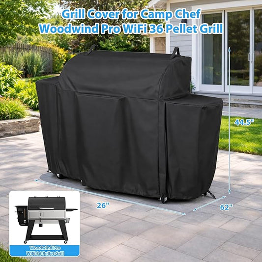 600D Pellet Grill Cover for Camp Chef Woodwind Pro WiFi 36, Easy-Check Fit Accessory for Outdoor Cooking or Use