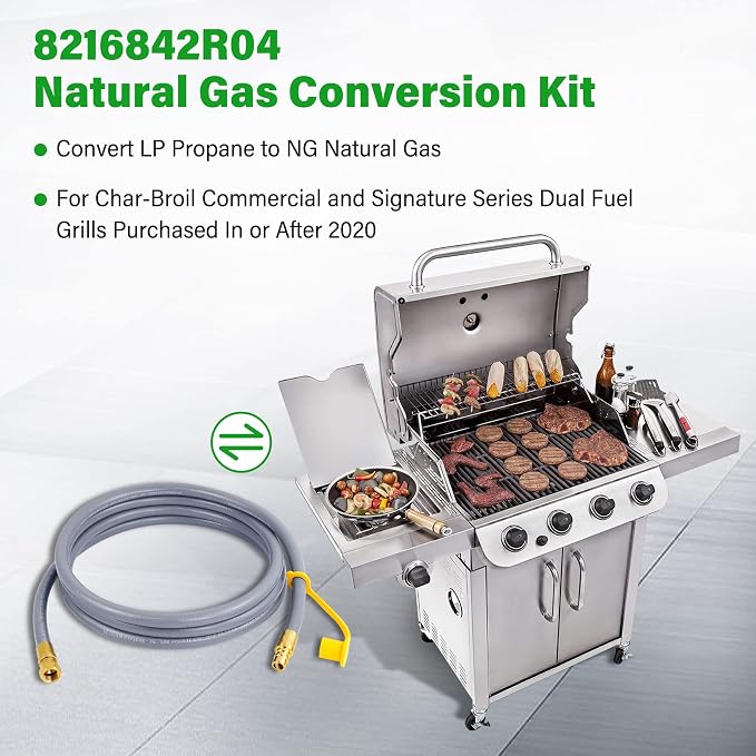 Upgraded 8216842R04 Natural Gas Conversion Kit, Compatible with Char-Broil Commercial and Signature Series Dual Fuel Grills (2020 and Newer), Converts Propane to Natural Gas