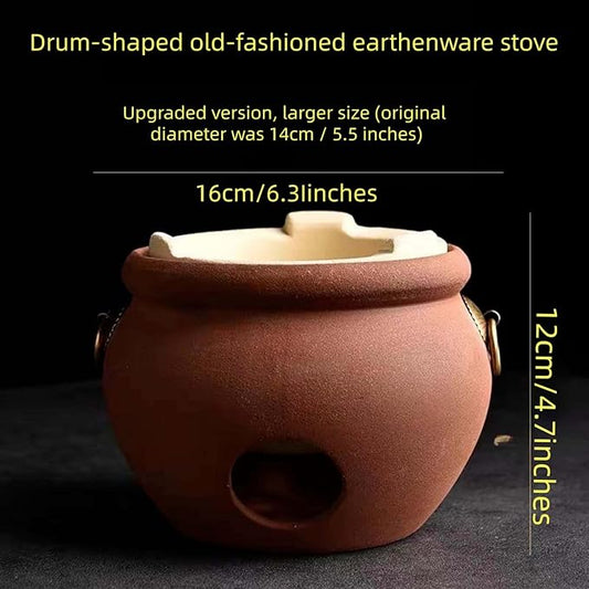 Chaozhou Imperial Kiln rare red clay charcoal stove tea set Kung Fu tea stove Outdoor heating stove barbecue oven Pottery stove( Ancient charcoal furnace diameter 16CM* H12CM)